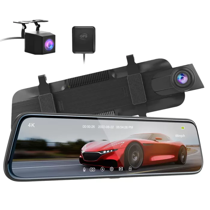 Carview 4 4K spiegel dashcamera GPS met touchscreen en dubbele lens